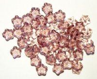 50 4x10mm Transparent Light Amethyst Cupped Flower Beads